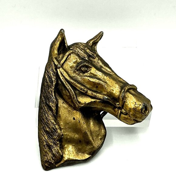 Solid Brass Horse Head Belt Buckle Western Style Vintage Accessory - Picture 4 of 6